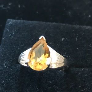 Pear shaped citrine ring